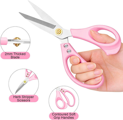 All Purpose Kitchen Scissors, Kitchen Shears Heavy Duty - Dishwasher Safe Food Scissors- Multipurpose Cooking Shears for Meat Poultry Food, Herbs, and Fish, Comfort Grip Handles, Pink