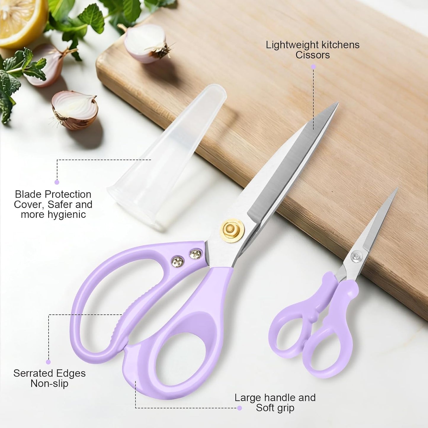 All Purpose Kitchen Scissors, Kitchen Shears Heavy Duty - Dishwasher Safe Food Scissors- Multipurpose Cooking Shears for Meat Poultry Food, Herbs, and Fish, Comfort Grip Handles, Pink