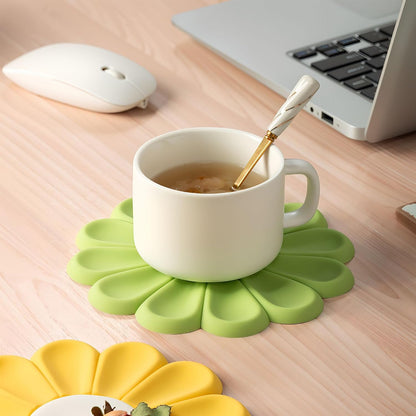 Daisy Silicone Trivet 6.7 Inch Heat Resistant Hot Pad | Food-grade silicone, heat resistant to 446°F. Use as trivet, coffee mat, or placemat. Anti-slip, dishwasher safe, stackable.