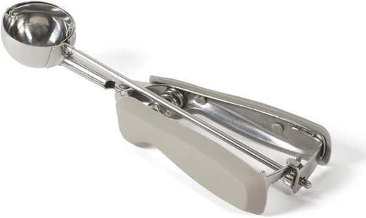 Cookie Scoop, Stainless Steel Trigger Scoop for Cookie Dough, Ice Cream & Batter, Portion Control Kitchen Scoop with Release Mechanism, Taupe