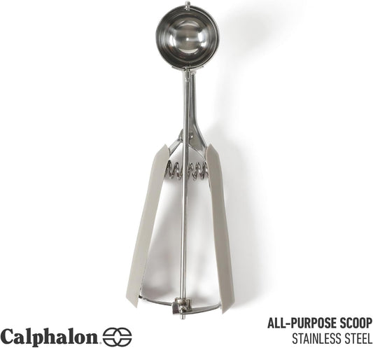 Cookie Scoop, Stainless Steel Trigger Scoop for Cookie Dough, Ice Cream & Batter, Portion Control Kitchen Scoop with Release Mechanism, Taupe