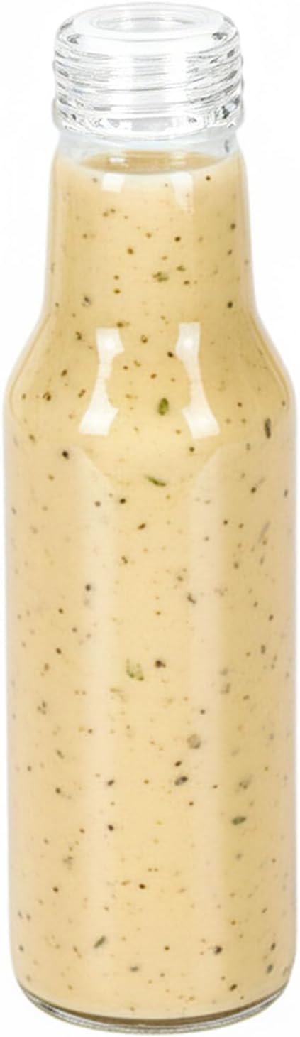 Salad Dressing Container 16 Oz Glass 2 Pack, Salad Dressing Shaker Bottle, Leakproof Glass Shaker Bottle for Oil Vinegar Kitchen Fridge Storage Meal Prep Lunch and On the Go
