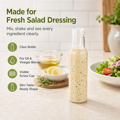Salad Dressing Container 16 Oz Glass 2 Pack, Salad Dressing Shaker Bottle, Leakproof Glass Shaker Bottle for Oil Vinegar Kitchen Fridge Storage Meal Prep Lunch and On the Go