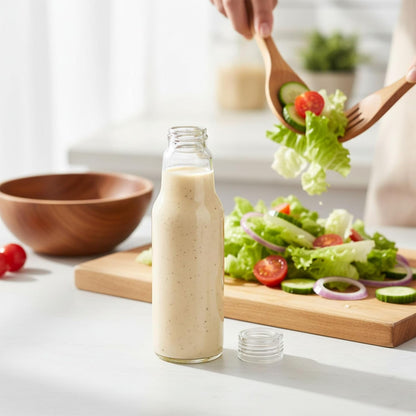 Salad Dressing Container 16 Oz Glass 2 Pack, Salad Dressing Shaker Bottle, Leakproof Glass Shaker Bottle for Oil Vinegar Kitchen Fridge Storage Meal Prep Lunch and On the Go