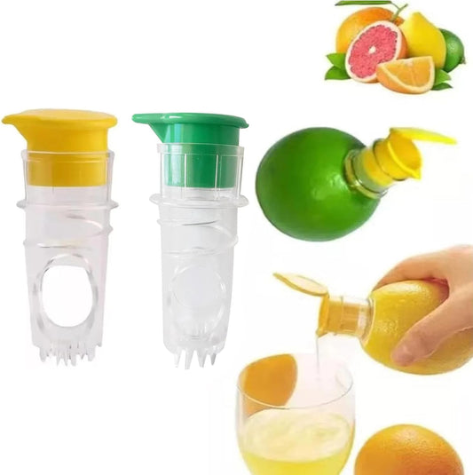 Screw Top Lemon Squeezer 2 Pack, Handheld Lemon and Lime Juicer with Built-In Filter and Storage Lid, Manual Citrus Juice Squeezer for Kitchen, Drinks and Cooking, Yellow and Green