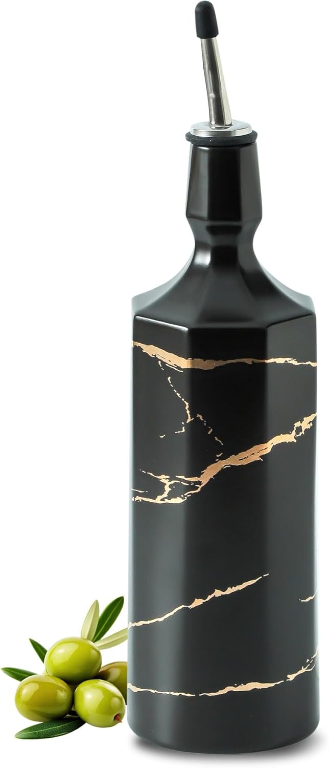 Ceramic Olive Oil Dispenser Bottle, White Oil Dispenser Bottle for Kitchen, Large Capacity 26oz Oil and Vinegar Bottles Dispenser