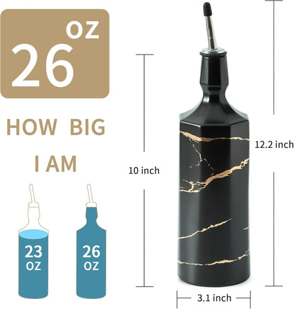 Ceramic Olive Oil Dispenser Bottle, White Oil Dispenser Bottle for Kitchen, Large Capacity 26oz Oil and Vinegar Bottles Dispenser