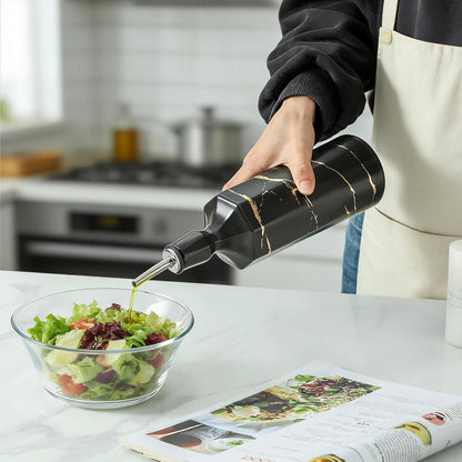 Ceramic Olive Oil Dispenser Bottle, White Oil Dispenser Bottle for Kitchen, Large Capacity 26oz Oil and Vinegar Bottles Dispenser