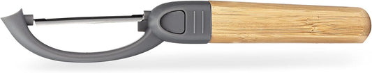 Peel Good Collection Straight Peeler – Bamboo and Stainless Steel Fruit and Vegetable Peeler – Removable Swivel Head - Kitchen Tool for Carrots, Apples, Potatoes and More
