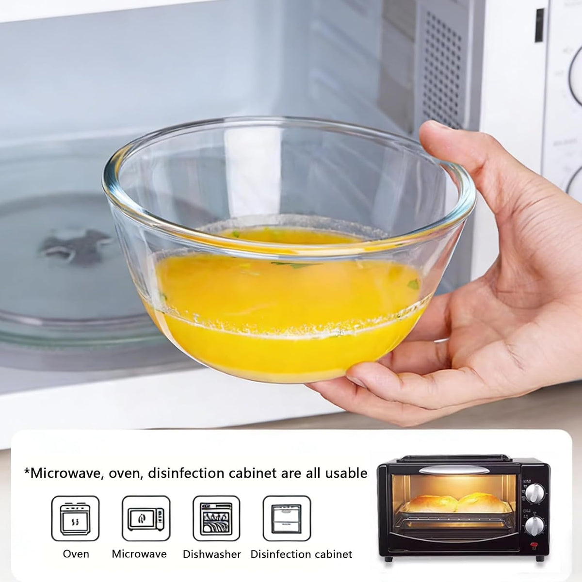5 Inch Glass Mixing Bowls Set of 4, Round Glass Serving Bowls with Lid for Salad, Pasta, Soup, Cereal-Dishwasher & Microwave & Oven Safe