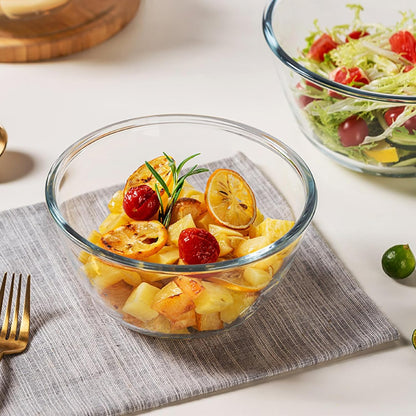 5 Inch Glass Mixing Bowls Set of 4, Round Glass Serving Bowls with Lid for Salad, Pasta, Soup, Cereal-Dishwasher & Microwave & Oven Safe