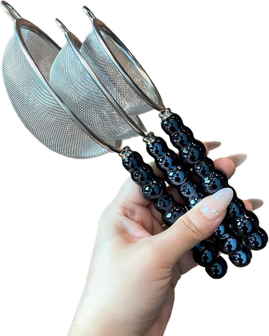 3 Sizes（2.76"+3.15"+3.94") Single Fine Mesh with Non-Slip Ceramic Handle,Perfect for Sift, Strain, Drain Rinse Vegetables