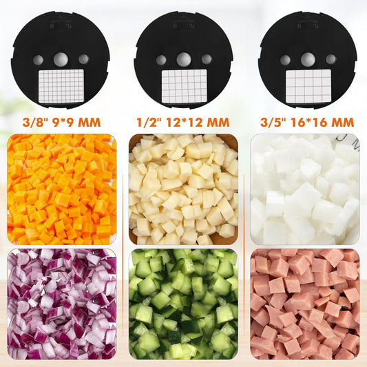 Electric Vegetable Dicer Chopper Commercial Food Processor 3 Blades | Heavy Duty Food Cuber, Stainless Steel Blades, with Clean Tools, for Fruit Potato Onion Carrot, for Home Restaurant 100W 110V