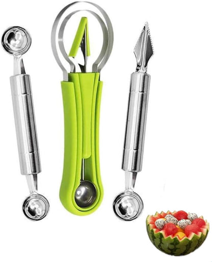 Watermelon Carving Tool Set/Green/Stainless Steel Melon/Fruit Carver Baller Scoop Kit