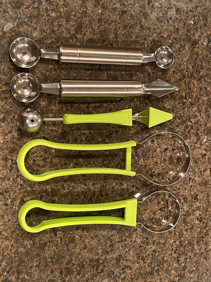 Watermelon Carving Tool Set/Green/Stainless Steel Melon/Fruit Carver Baller Scoop Kit