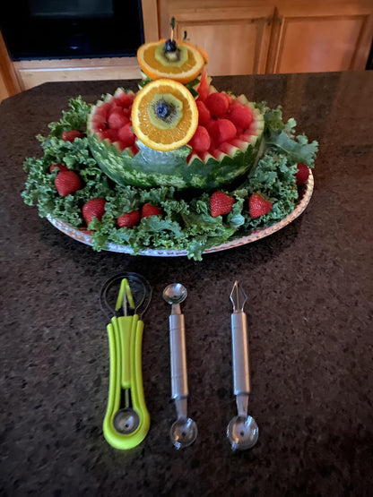 Watermelon Carving Tool Set/Green/Stainless Steel Melon/Fruit Carver Baller Scoop Kit