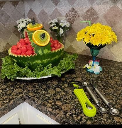 Watermelon Carving Tool Set/Green/Stainless Steel Melon/Fruit Carver Baller Scoop Kit