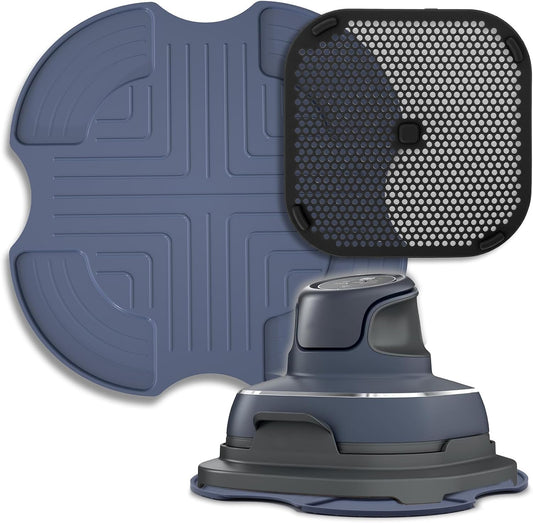 Air Fryer Mat & Splatter Shield Compatible with Ninja Crispi Airfryers, Silicone Trivets & Splatter Guard for Portable Glass Cooking System, Dark Gray & Black