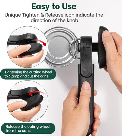Side Cut Manual Can Opener, Smooth Cut with No Sharp Edges, Black