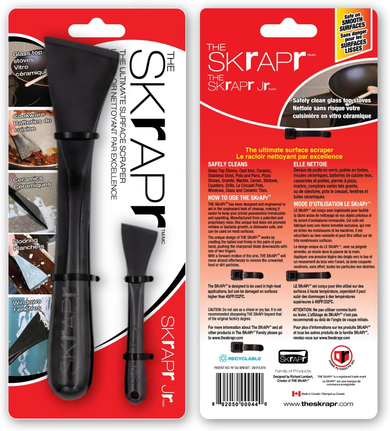 Plastic Scraper Tool, 2 Pack, Non-Scratch, 1.7 Inch Wide Blade | Long Ergonomic Handle, Heat Resistant (460F), Dishwasher Safe - Clean Ovens, Countertops, Hard Floors, Walls, and Windows
