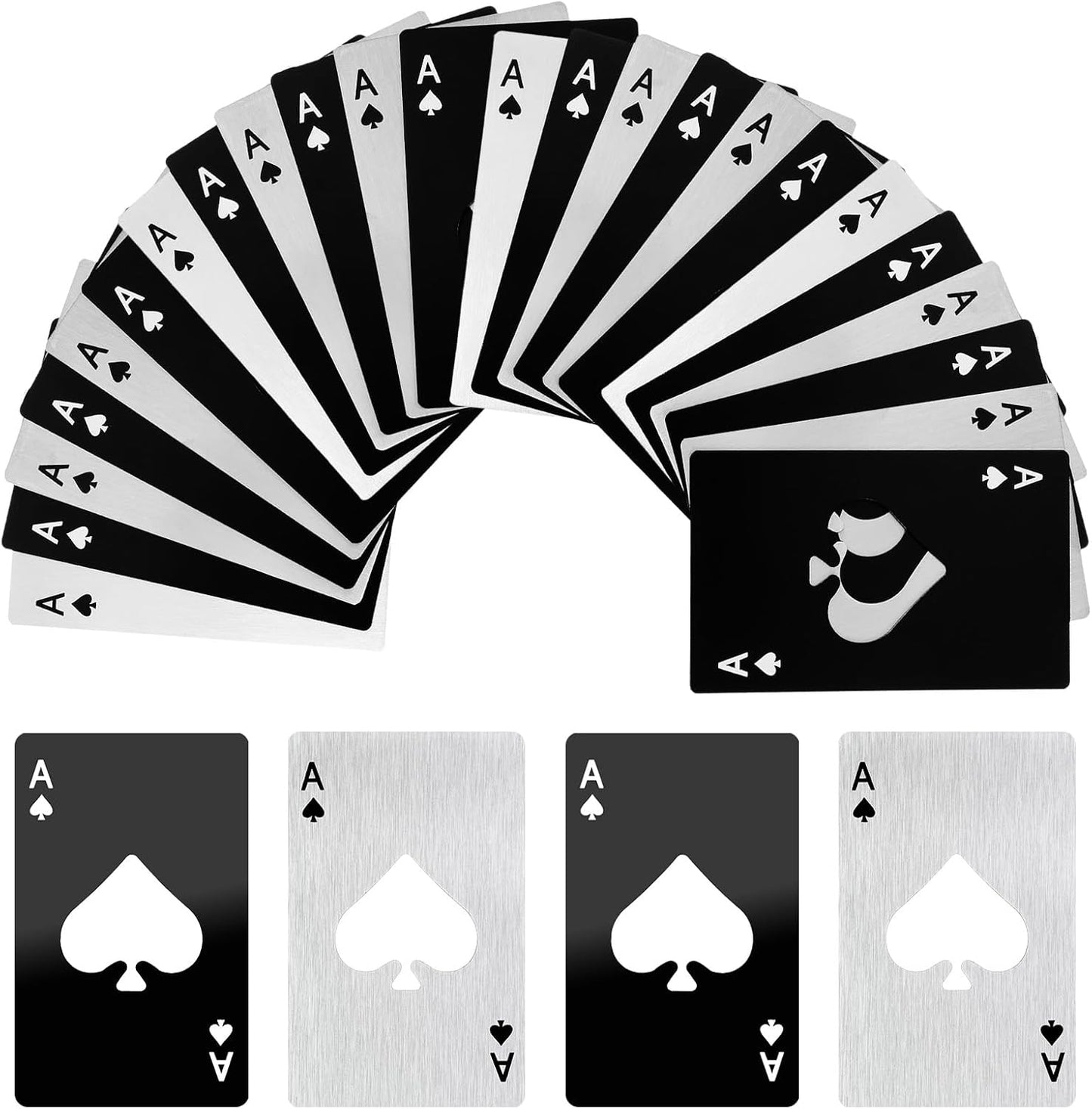 40Pcs Ace of Spades Bottle Openers, Poker Card Bottle Openers Portable Stainless Steel Can Opener Credit Card Size Beer Bottles Can Cap Opener for Wallet Pocket Wedding Party Good Gift