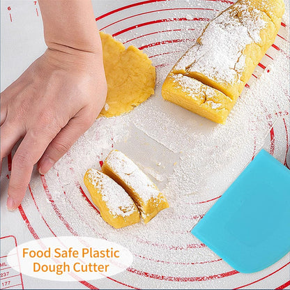 Bowl Spatula & Bench Scraper,Flexible Plastic Multipurpose Kitchen Pastry Cutter Tool,Food Scrappers for Bread Dough Baking Cake Fondant Icing,Set of 2 Pieces - White,Green