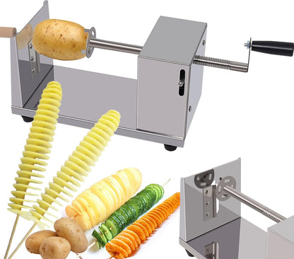 Twisted Potato slicer,Cortador de Papas en Espiral Tornado Curly Fry Cutter | Stainless Steel skewers, Manual Spiral French Fries Cucumbers Carrots DIY BBQ Slicer with Reusable Stick