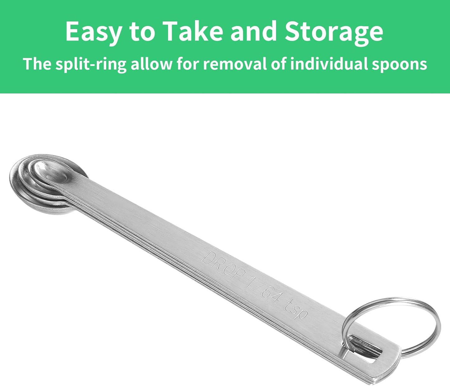 5PCS Small Measuring Spoons Set - Stainless Steel Tiny Measuring Spoons for Cooking Baking, 1/4 1/8 1/16 1/32 1/64 tsp, Teaspoon Minispoon for Powders, Spices