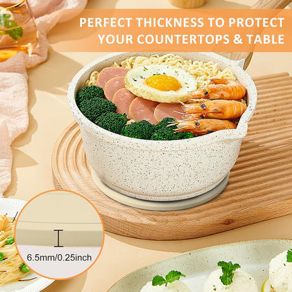Silicone Trivets for Hot Pots and Pans, Pot Holders Hot Pads 6 Pack Silicone Mats for Kitchen Counter, Soft Durable Drying Mat, Jar Opener and Coasters (Brown)