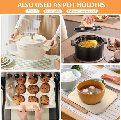 Silicone Trivets for Hot Pots and Pans, Pot Holders Hot Pads 6 Pack Silicone Mats for Kitchen Counter, Soft Durable Drying Mat, Jar Opener and Coasters (Brown)