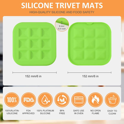Silicone Trivets for Hot Pots and Pans, Pot Holders Hot Pads 6 Pack Silicone Mats for Kitchen Counter, Soft Durable Drying Mat, Jar Opener and Coasters (Brown)