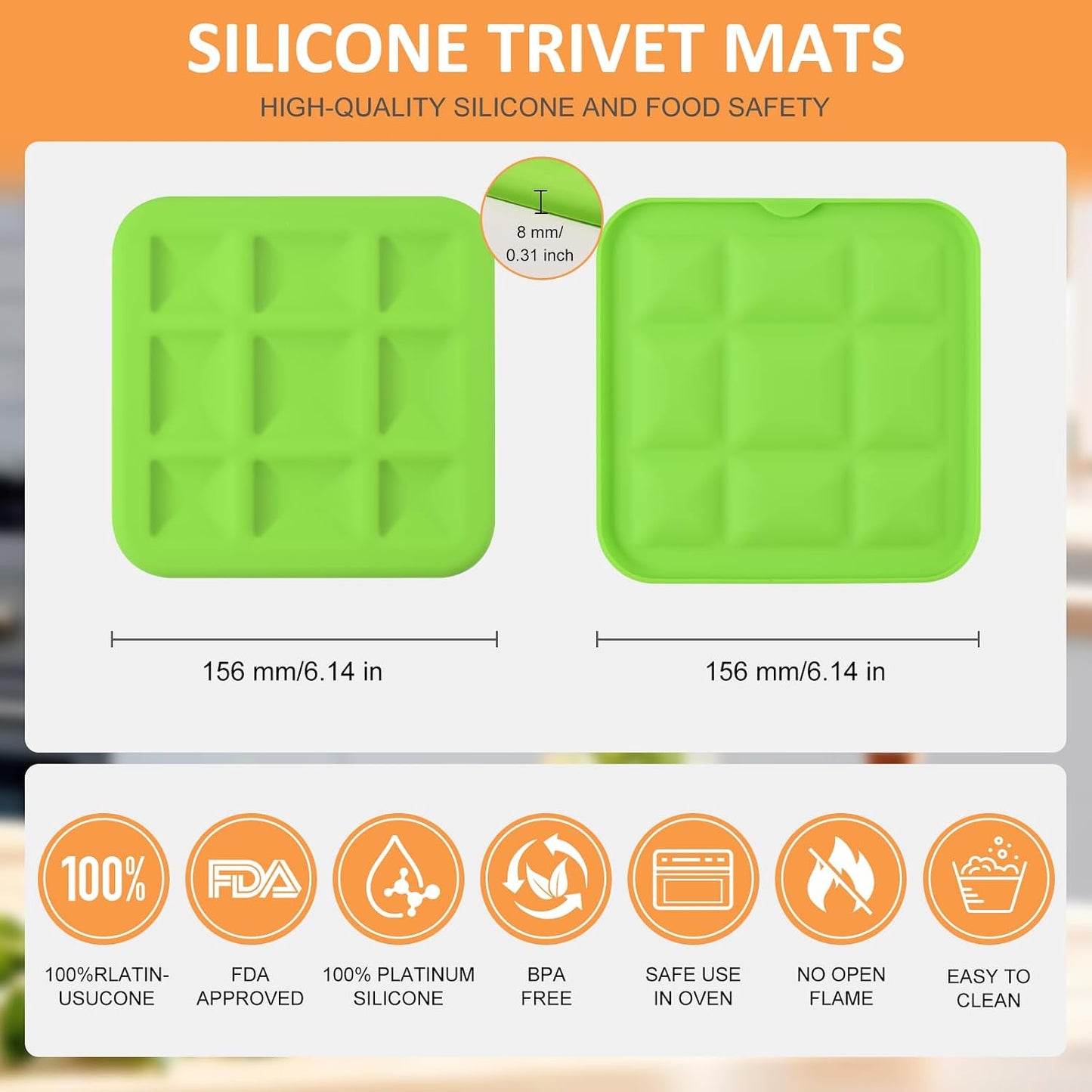 Silicone Trivets for Hot Pots and Pans, Pot Holders Hot Pads 6 Pack Silicone Mats for Kitchen Counter, Soft Durable Drying Mat, Jar Opener and Coasters (Brown)