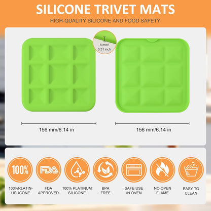Silicone Trivets for Hot Pots and Pans, Pot Holders Hot Pads 6 Pack Silicone Mats for Kitchen Counter, Soft Durable Drying Mat, Jar Opener and Coasters (Brown)