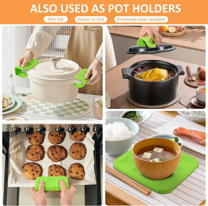 Silicone Trivets for Hot Pots and Pans, Pot Holders Hot Pads 6 Pack Silicone Mats for Kitchen Counter, Soft Durable Drying Mat, Jar Opener and Coasters (Brown)