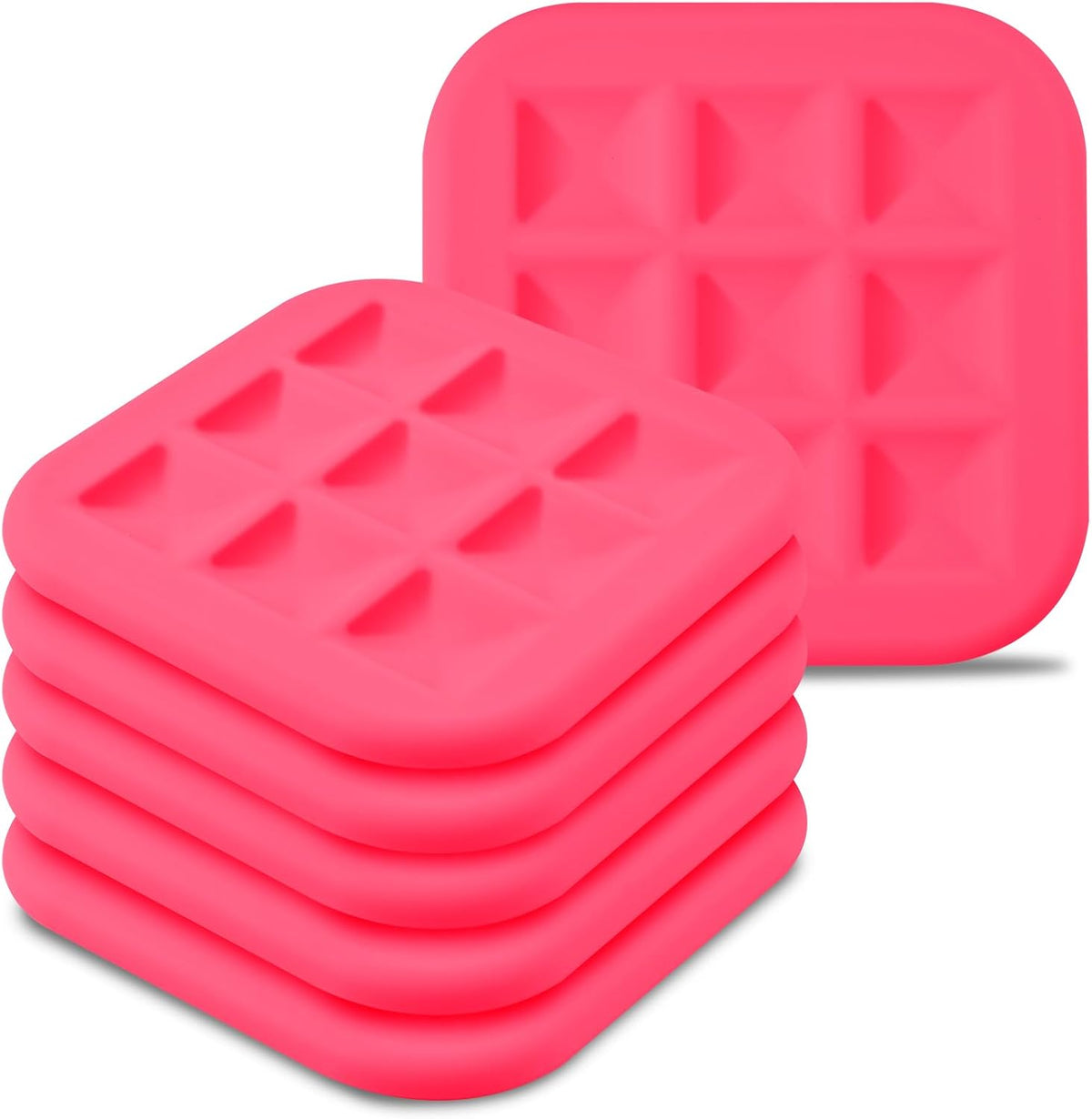 Silicone Trivets for Hot Pots and Pans, Pot Holders Hot Pads 6 Pack Silicone Mats for Kitchen Counter, Soft Durable Drying Mat, Jar Opener and Coasters (Brown)
