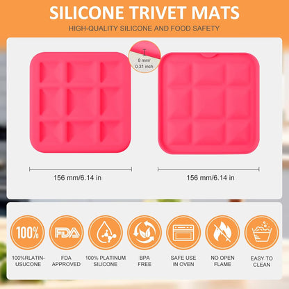Silicone Trivets for Hot Pots and Pans, Pot Holders Hot Pads 6 Pack Silicone Mats for Kitchen Counter, Soft Durable Drying Mat, Jar Opener and Coasters (Brown)