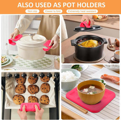 Silicone Trivets for Hot Pots and Pans, Pot Holders Hot Pads 6 Pack Silicone Mats for Kitchen Counter, Soft Durable Drying Mat, Jar Opener and Coasters (Brown)
