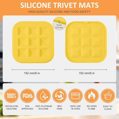 Silicone Trivets for Hot Pots and Pans, Pot Holders Hot Pads 6 Pack Silicone Mats for Kitchen Counter, Soft Durable Drying Mat, Jar Opener and Coasters (Brown)