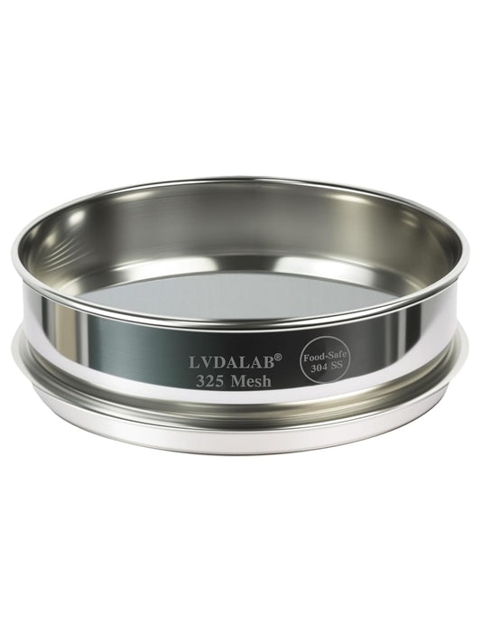 All 304 Stainless Steel 325 Mesh Test Sieve (0.045mm Aperture), 8 Inch/20cm Diameter, Fine Micron Filter, Lab Analysis Sifter for Scientific Research, Inks & Paint Particle Testing