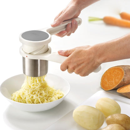 Helix Garlic Press Mincer Ergonomic Twist-Action Hand Juicer, Stainless Steel