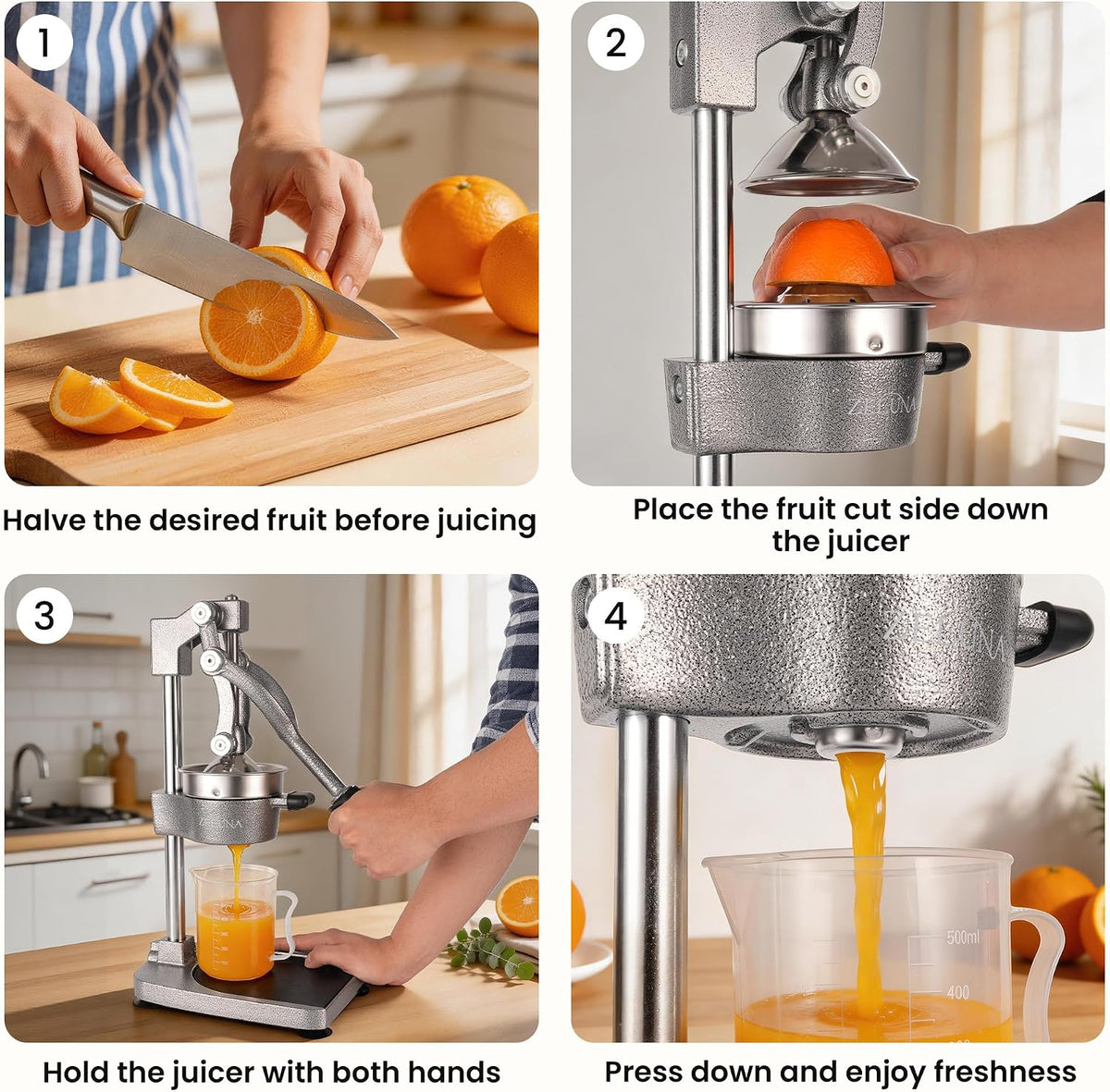 Manual Cast Iron Hand Press Juicer for Orange & Pomegranate