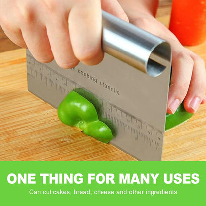 2 Pack Stainless Steel Dough Scraper Set with Measuring Marks for Baking and Pastry Cutting - Bench Scraper and Pastry Knife for Bread Dough and Kitchen Use