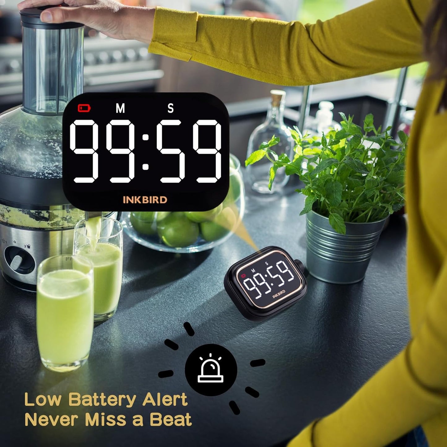 Digital Kitchen Timer for Cooking, Rechargeable 4-Levels Alarm Productivity Timer IDT-02 for Kids, Adults, Teachers, Large LED Smart Countdown Countup Magnetic Timer for Classroom Office