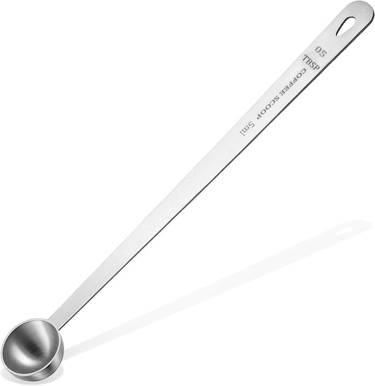1Pcs Long Handle Measuring Spoons 1 Teaspoon Scoop Long Handle 5ml Teaspoon Measuring Spoon Stainless Steel 1Tsp Scoop 1/3tbsp, Silver