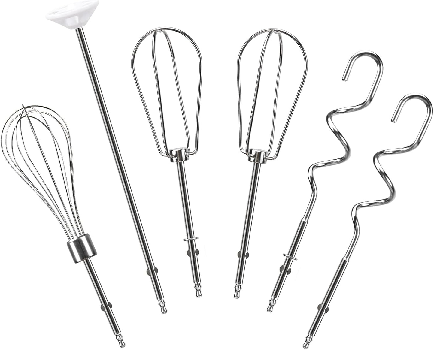 Hand Mixer Beaters Replacement for Cuisinart CHM Series, Stainless Steel Beater, Whisk, Dough Hook, Blending Rod Attachments Parts for HM-90S HM-50 HM-70 CHM-3 CHM-7PK 9 7 5 3 Mixers Blender - 6 PCS