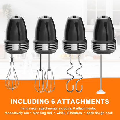 Hand Mixer Beaters Replacement for Cuisinart CHM Series, Stainless Steel Beater, Whisk, Dough Hook, Blending Rod Attachments Parts for HM-90S HM-50 HM-70 CHM-3 CHM-7PK 9 7 5 3 Mixers Blender - 6 PCS