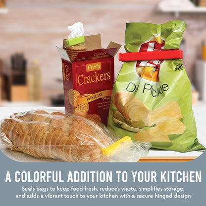 Twixit! Bag Clips - Set of 15 - Keep Food Fresh, Prevent Spillage - Great for Storage and Organization - Microwave, Freezer and Dishwasher-Safe - BPA-Free