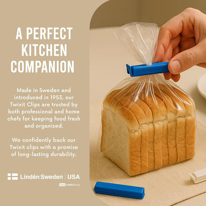 Twixit! Bag Clips - Set of 15 - Keep Food Fresh, Prevent Spillage - Great for Storage and Organization - Microwave, Freezer and Dishwasher-Safe - BPA-Free