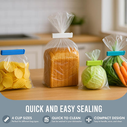 Twixit! Bag Clips - Set of 15 - Keep Food Fresh, Prevent Spillage - Great for Storage and Organization - Microwave, Freezer and Dishwasher-Safe - BPA-Free