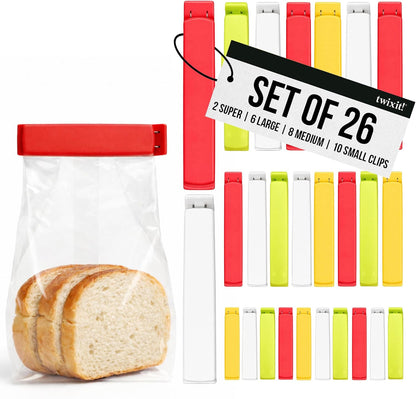 Twixit! Bag Clips - Set of 15 - Keep Food Fresh, Prevent Spillage - Great for Storage and Organization - Microwave, Freezer and Dishwasher-Safe - BPA-Free